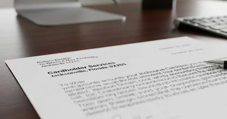 Cardholder Services Letter in Jacksonville, Florida 32255