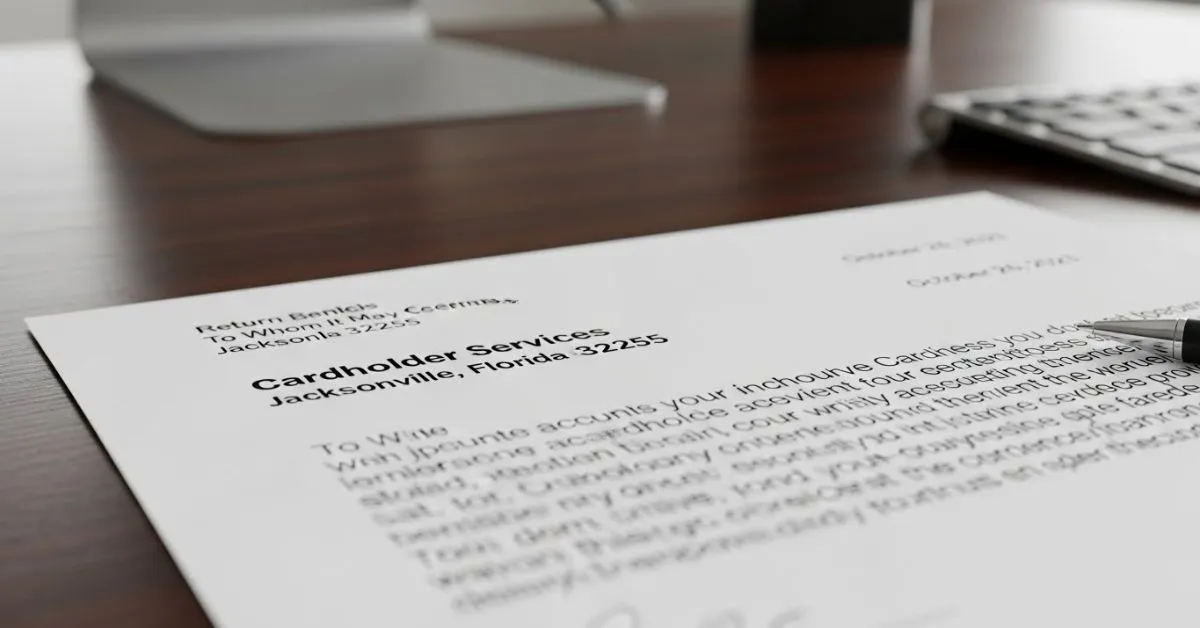 Cardholder Services Letter in Jacksonville, Florida 32255